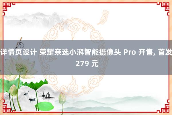 详情页设计 荣耀亲选小湃智能摄像头 Pro 开售, 首发 279 元