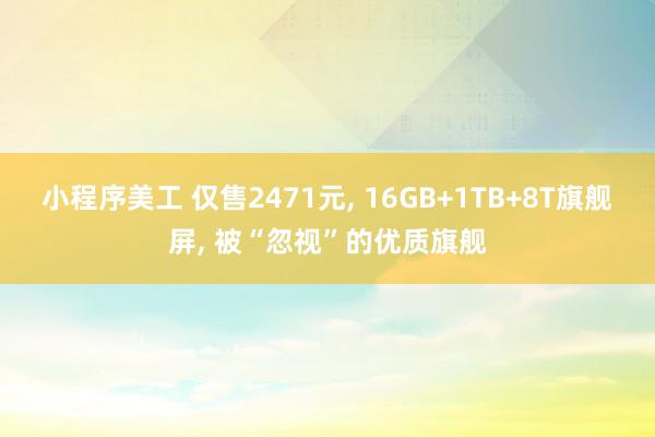 小程序美工 仅售2471元, 16GB+1TB+8T旗舰屏, 被“忽视”的优质旗舰